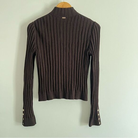 St. John Collection Brown Ribbed Zip-Front Sweater Jacket Size P (Small petite) - Picture 5 of 7